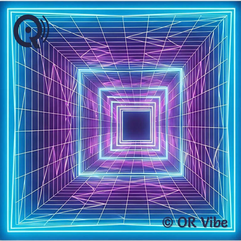 Illustration digitale d’un tunnel futuriste symbolisant la stratégie SEO et la visibilité en ligne – OR Vibe