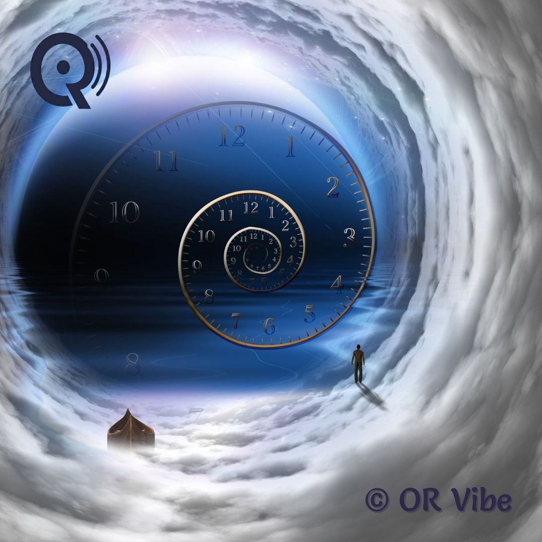 Illustration symbolique du temps qui passe, représenté par des chiffres d'une montre en spirale.